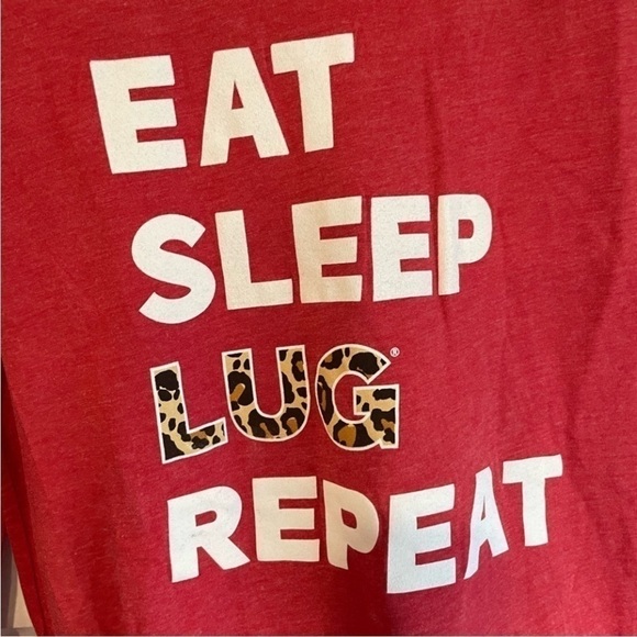 NWT LUG comfy long Sleeve Tee EAT SLEEP LUG REPEAT L large Red RARE! - Picture 10 of 11